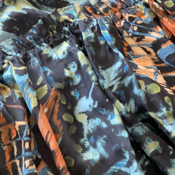 MARCHESA Printed Ruffle Mini Dress      Color: Blue Multi - Picture 10 of 12